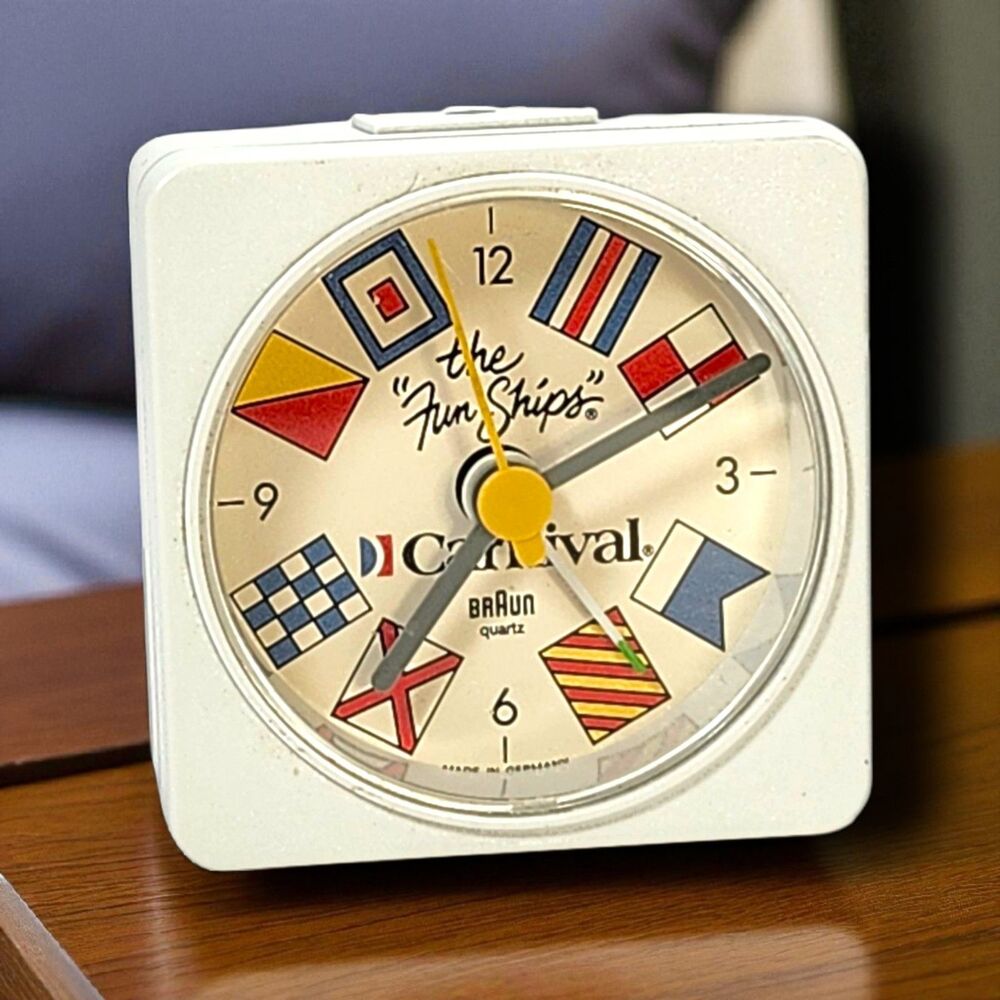 Vintage Braun Carnival Cruise Fun Ships Travel Alarm Clock Works Germany Retro